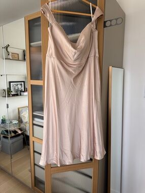 JennyYoo Satin Cowl Midi Dress in Champagne